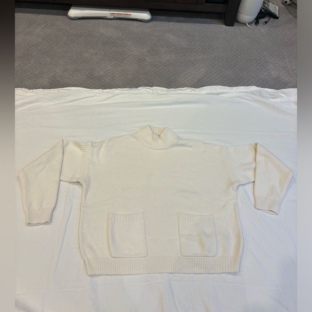 J. Crew Cream Ribbed Turtleneck Sweater